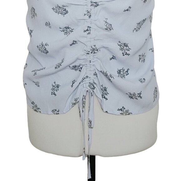 NWT MANGO Light Blue Floral Ruched Spaghetti Strap Camisole - Picture 3 of 10